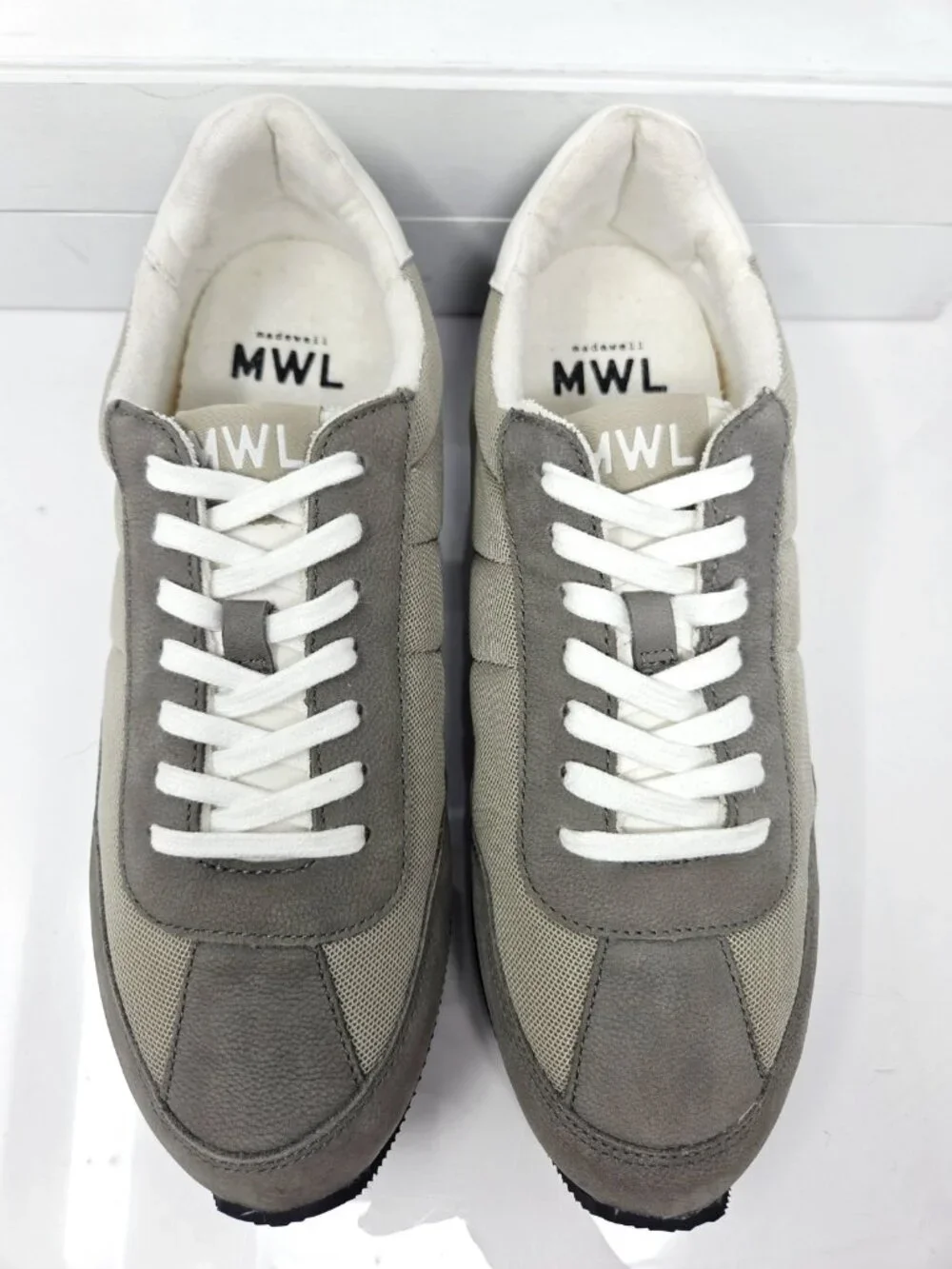 Madewell League Sneakers in Washed Nubuck Mesh Coastal Granite Multi